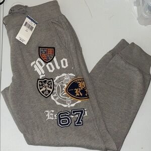 Polo by Ralph Lauren Gray Track Pants with Patches